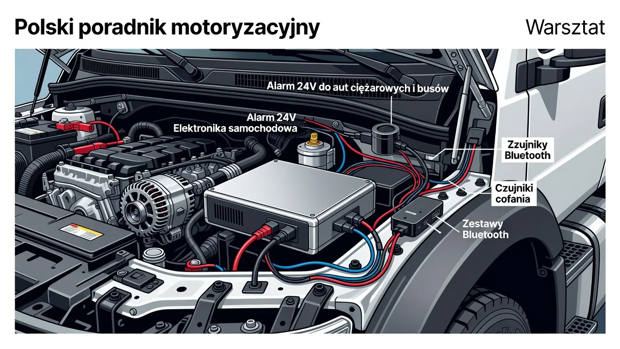 Alarm 24V montowany w kabinie ciężarówki i busa