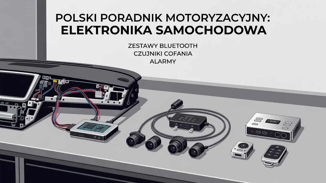 Serwis montażowy elektroniki samochodowej – widok na czystą ławkę z narzędziami i fragmentem deski rozdzielczej podczas montażu modułu Bluetooth